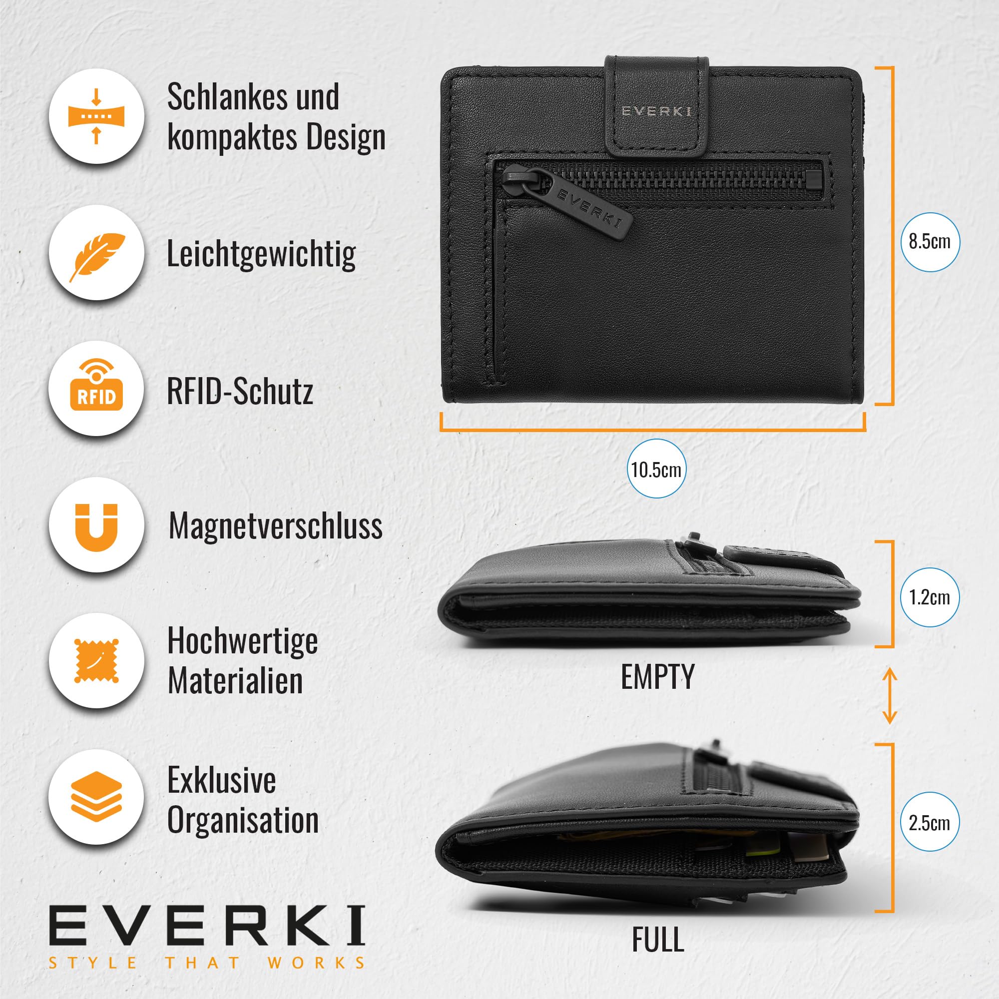 everki-rfid-geldb-rse-herren-leder-slim-wallet-schwarz-mit-m-nzfach image 7