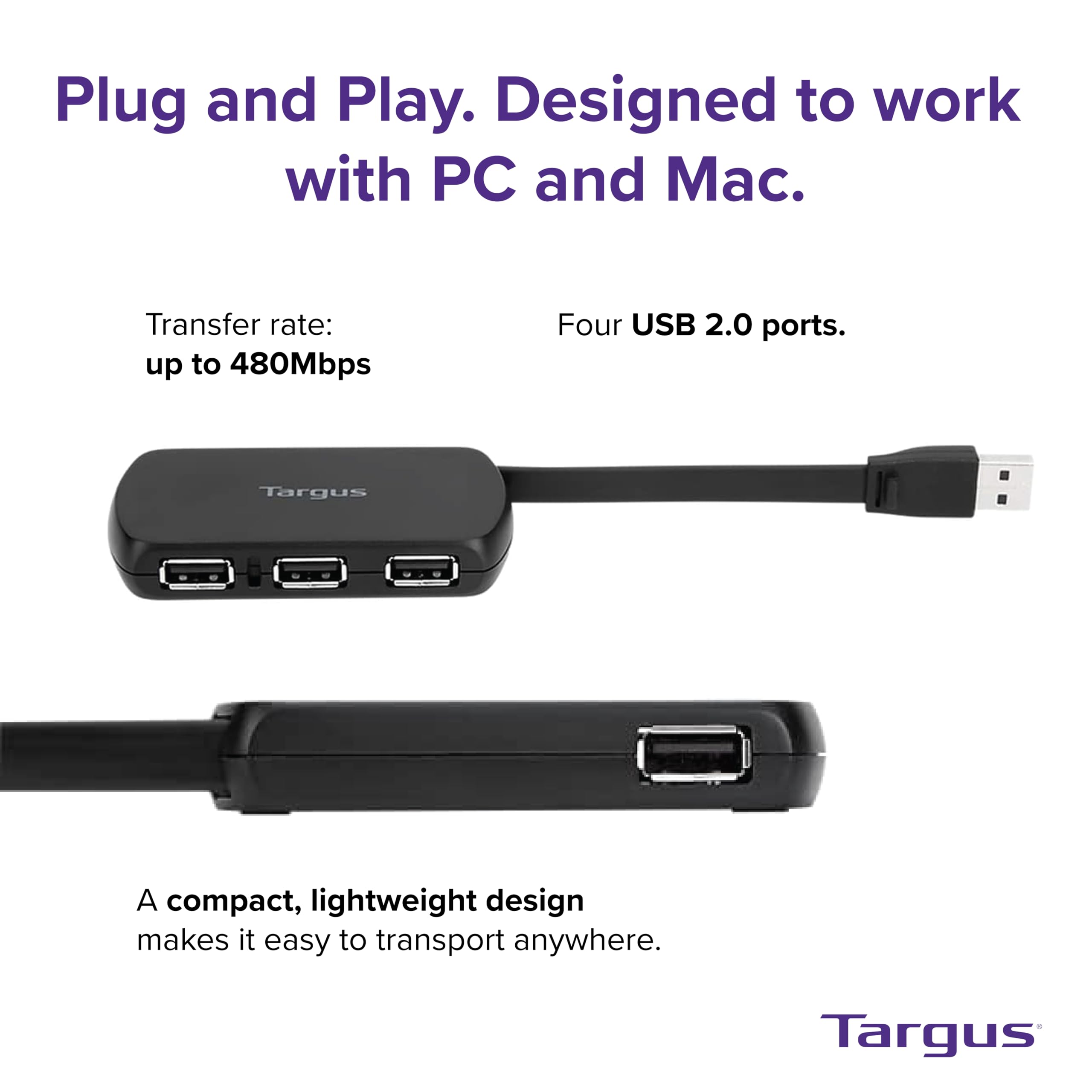 targus-ach114eu-4-port-usb-2-0-hub-kompakt-mit-festem-kabel image 3