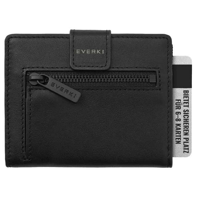 everki-rfid-geldb-rse-herren-leder-slim-wallet-schwarz-mit-m-nzfach image 1