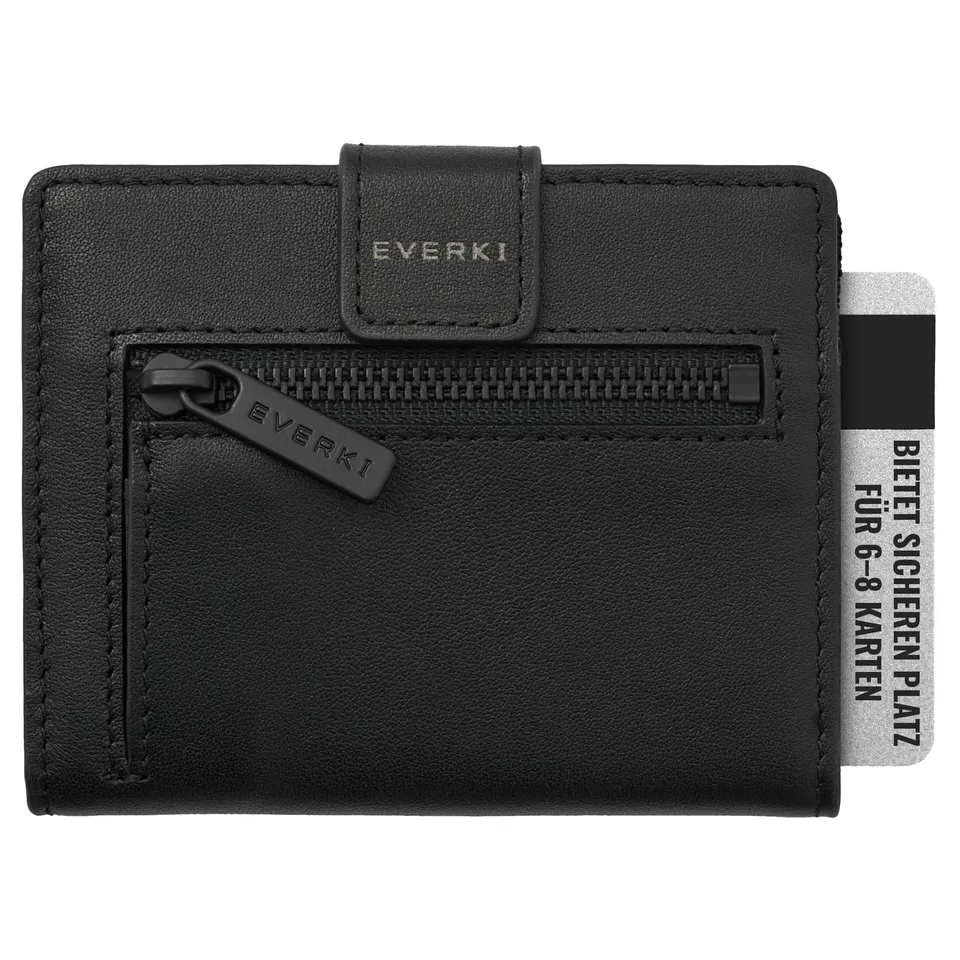 everki-rfid-geldb-rse-herren-leder-slim-wallet-schwarz-mit-m-nzfach image 1