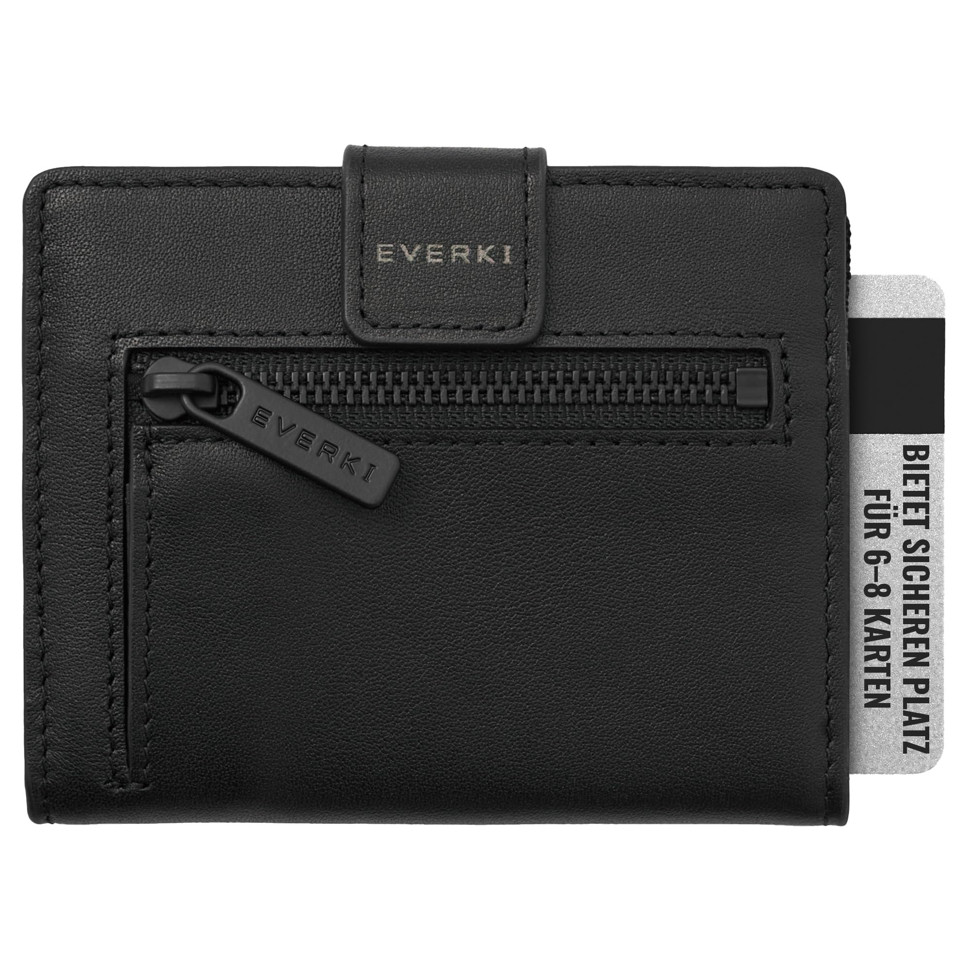 everki-rfid-geldb-rse-herren-leder-slim-wallet-schwarz-mit-m-nzfach image 1