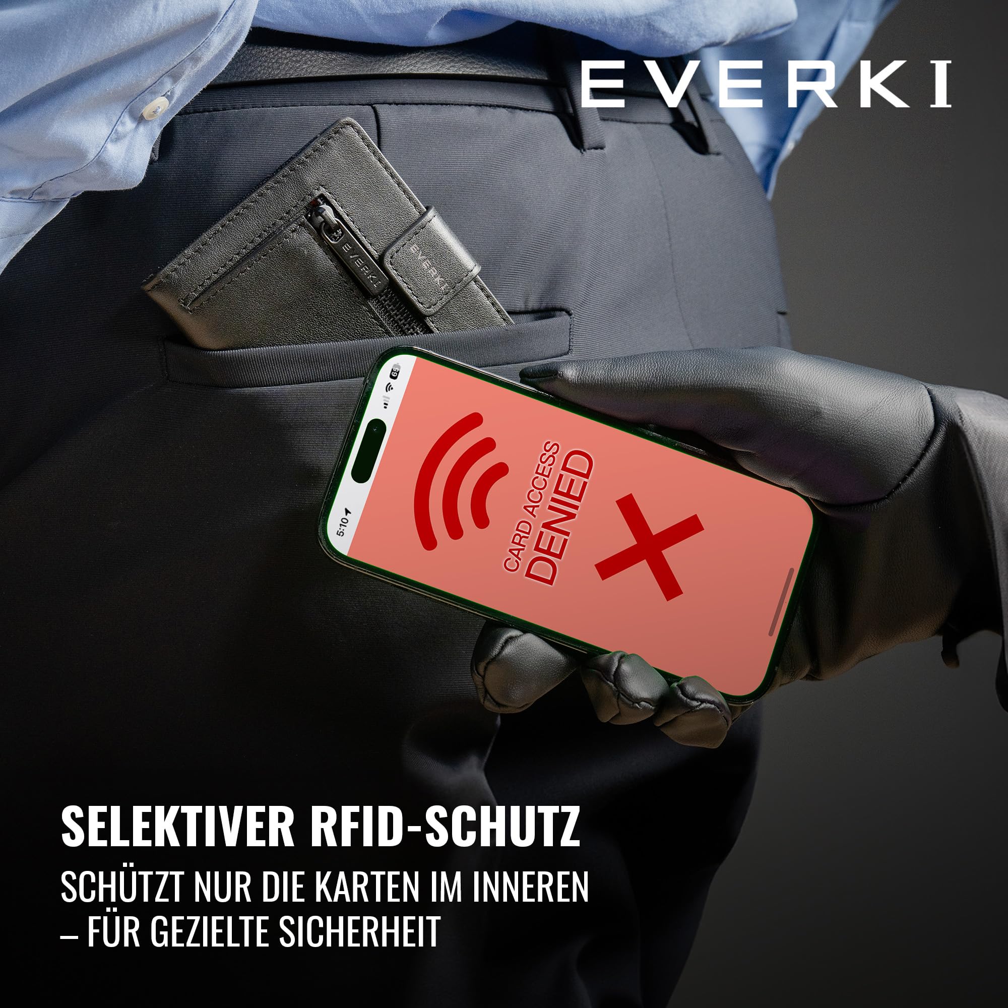 everki-rfid-geldb-rse-herren-leder-slim-wallet-schwarz-mit-m-nzfach image 6